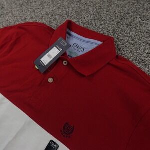 Chaps Red and White Colorblock Polo Shirt